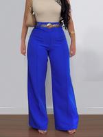 Women's Plain Pocket Wide Leg Pants, Basic Classy Comfy Trousers for Spring & Fall, Women's Bottoms for Daily Wear, Vibrant P...
