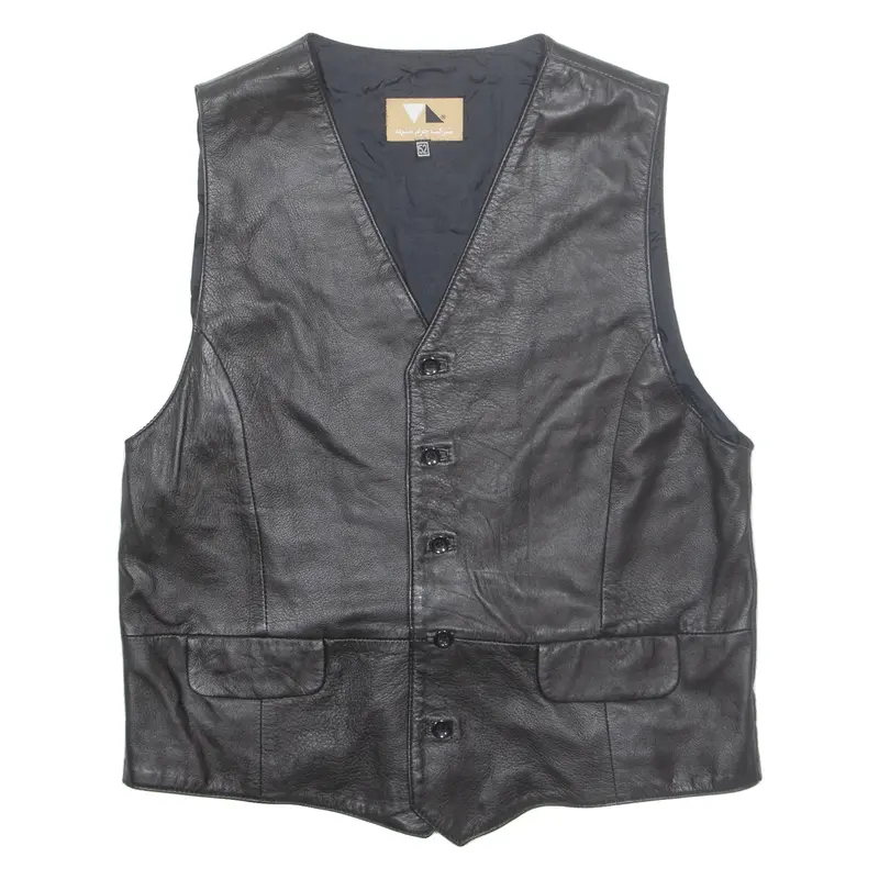 Mens Biker Waistcoat Brown Leather 2XL