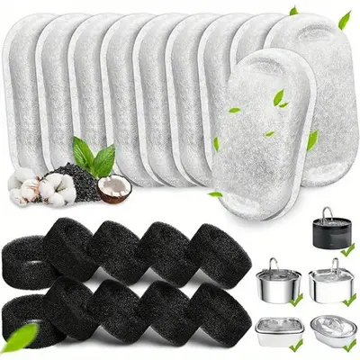 10pack (2size)Cat Water Fountain Filters for 67oz/2L and 108/3.2L Stainless Steel Pet Fountain Replacement Filters Dog Water ...