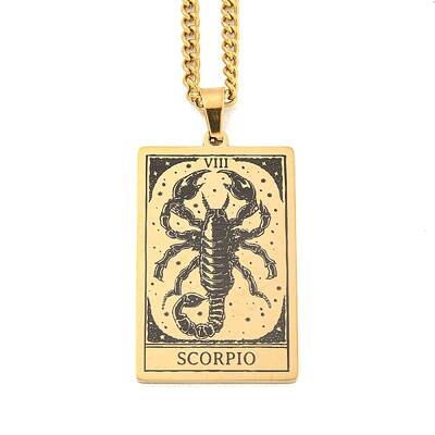 304 Stainless Steel Tarot Pendant Necklaces