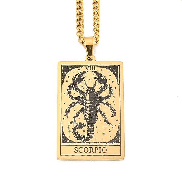 304 Stainless Steel Tarot Pendant Necklaces