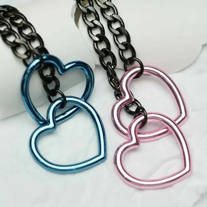 Heart O-ring Slip Chain Necklace for Women Handmade Punk Gothic Cuban Necklace Jewelry Adjustable Necklace