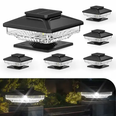 ALFIOT Solar Post Lights, Outdoor Decorative Post cap Light, Solar Powered white Shell Caps, Brightness Warm White LED Lighti...