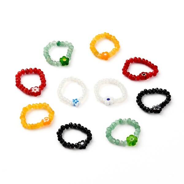 Dyed Natural Malaysia Jade Rondelle Beads Stretch Rings