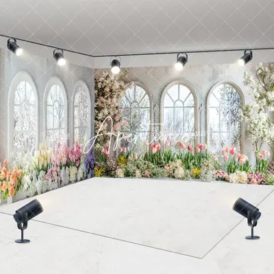 Aperturee Spring Color Floral Window Wedding Room Set Backdrop, 7 x 7 ft / 10 x 7 ft / 10 x 7 ft, 247.5 USD, room set backdro...