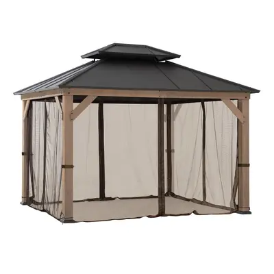SUNJOY Gazebo Mosquito Netting Replacement for 10 ft. x 12 ft. Wood Frame Gazebo - Brown