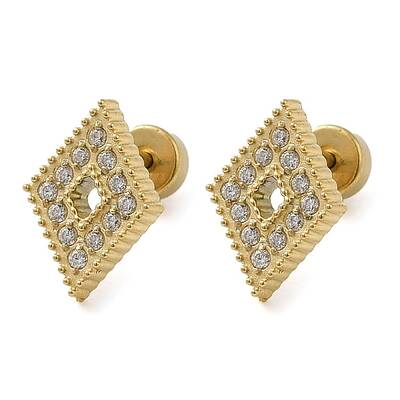 304 Stainless Steel Stud Earrings with Rhinestone