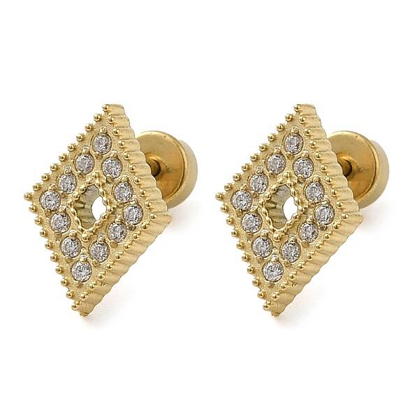 304 Stainless Steel Stud Earrings with Rhinestone