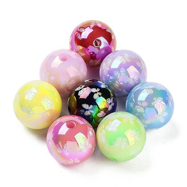 Printed & UV Plating Rainbow Iridescent Acrylic Beads