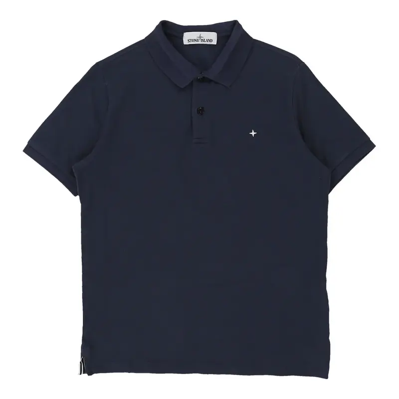 Age 10-12 Stone Island Polo Shirt - Medium Navy Cotton
