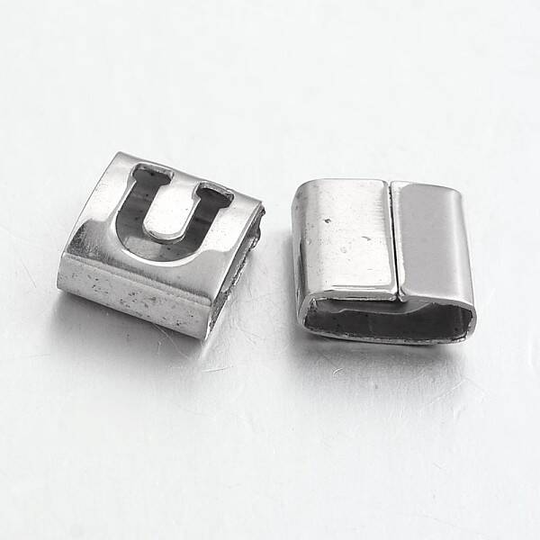 Tarnish Resistant Letter Style 201 Stainless Steel Square Slide Charms