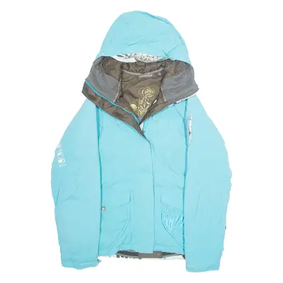 SALOMON Womens Rain Jacket Blue Nylon Hooded M