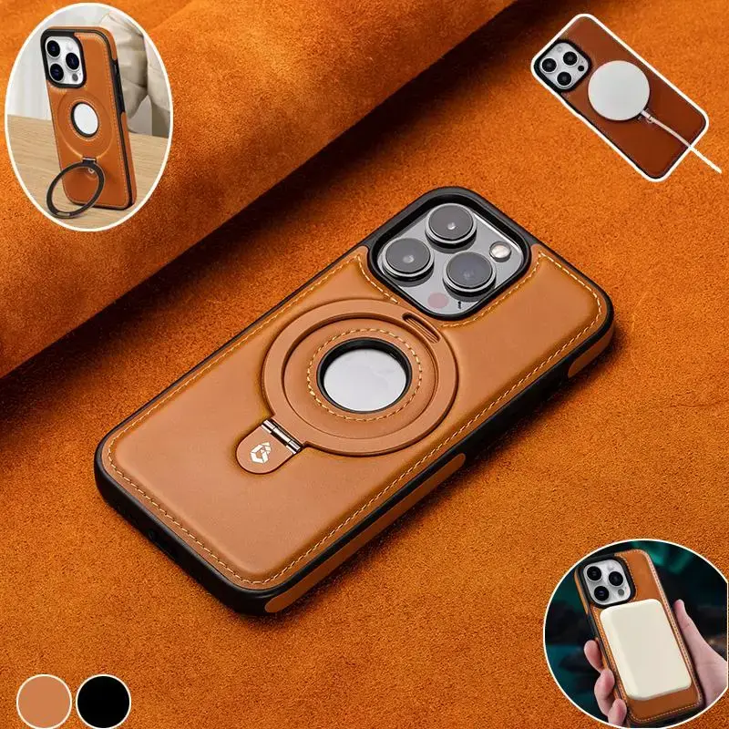 Magnetic Attraction Charging Phone Case with Stand, 1 Count PU Leather Fashionable Phone Cases for iPhone 12 13 14 15 Plus 15...