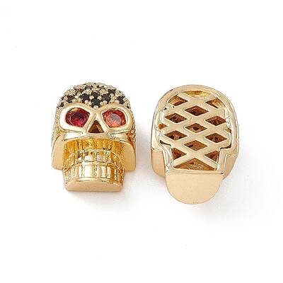 Brass Micro Pave Cubic Zirconia Beads