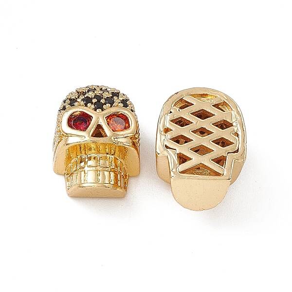 Brass Micro Pave Cubic Zirconia Beads