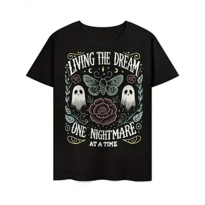 Men's funny Vintage graphic-Inspired Living The Dream One Nightmare At A Time Graphic T-Shirt