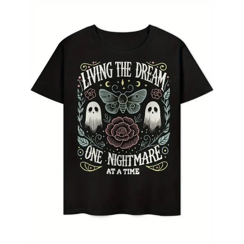 Men's funny Vintage graphic-Inspired Living The Dream One Nightmare At A Time Graphic T-Shirt