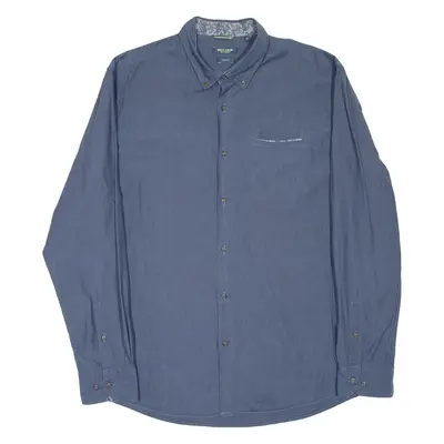 PIERRE CARDIN Denim Academy Modern Fit Mens Plain Shirt Blue Long Sleeve XL