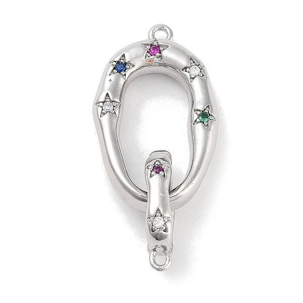 Brass Micro Pave Colorful Cubic Zirconia Interlocking Clasps