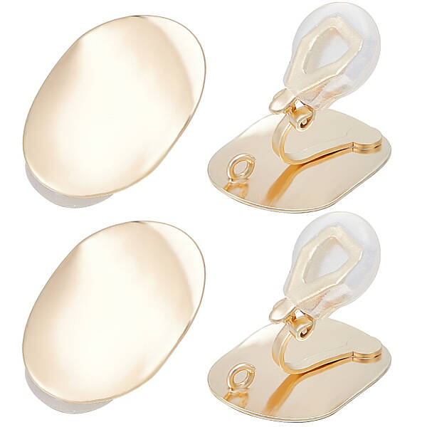 10Pcs Brass Oval Clip-on Earring Findings