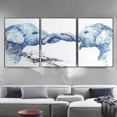 Original Elephant Painting Set Of 3 Elephant Painting Triptych Elephant Artwork | FRIENDSHIP