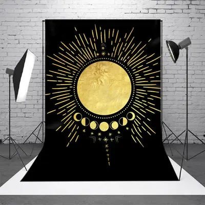 Vintage Black Gold Sunset Boho Photography Backdrop - Aperturee