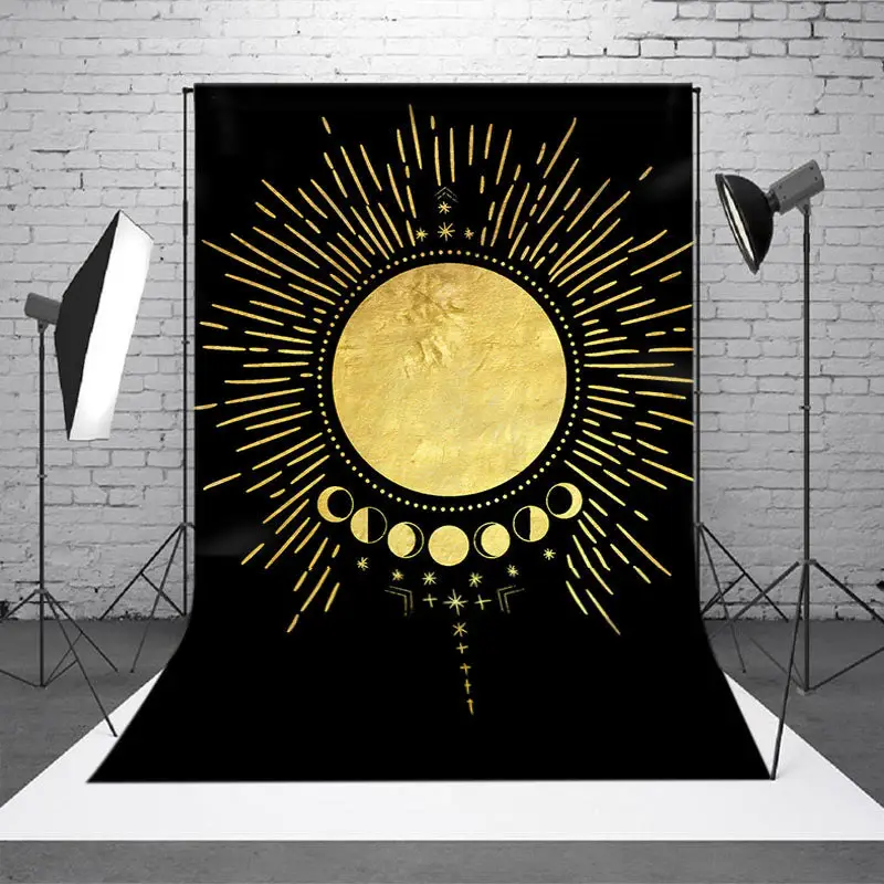Vintage Black Gold Sunset Boho Photography Backdrop - Aperturee