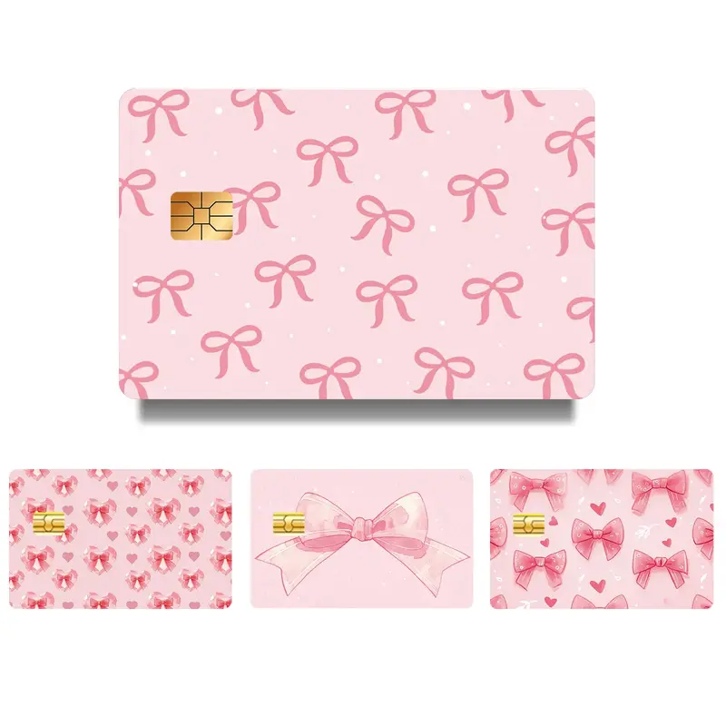 Bowknot Pattern Credit Card Skin Sticker, Ultra-thin Waterproof Scratch Resistant Card Art Stickers, DIY Decal Film, Personal...