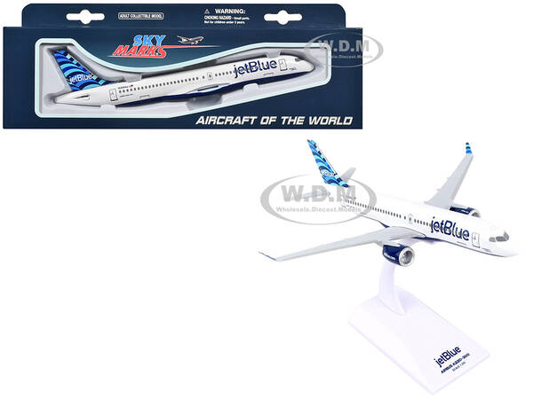 Airbus A220-300 Commercial Aircraft JetBlue Airways (N3044J) White with Blue Tail (Snap-Fit) 1/200 Plastic Model by Skymarks