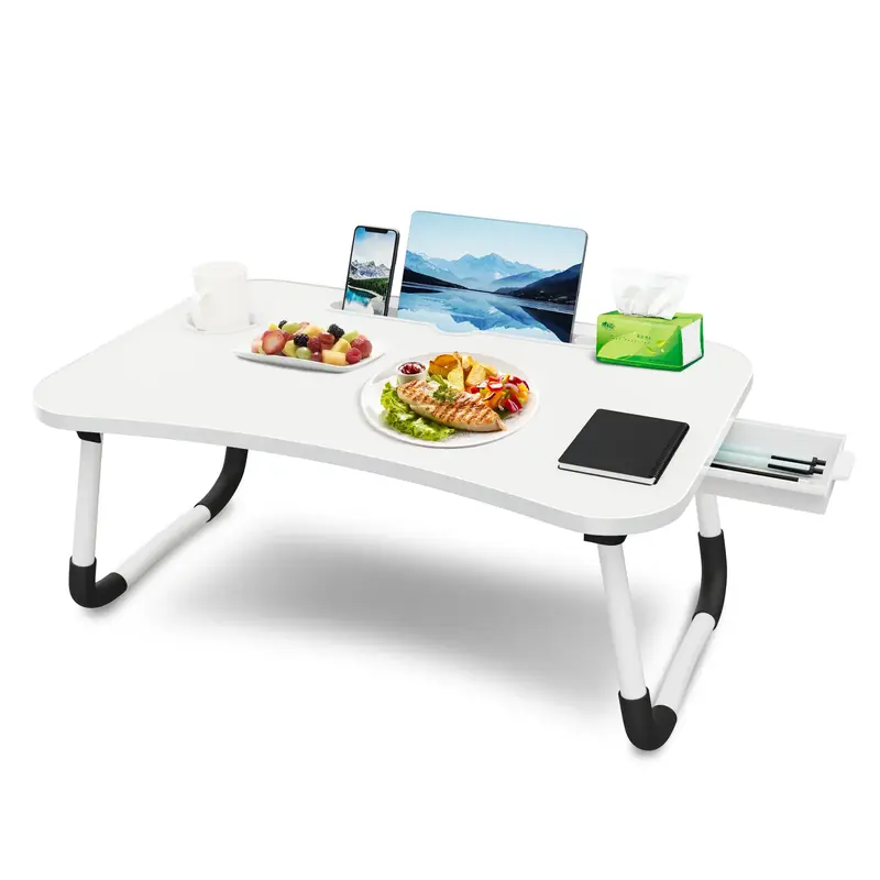 Laptop Bed Desk Table Tray Stand With Cup Holder Drawer For Bed Sofa Couch Study Reading Writing On Low Sitting Floor Large P...
