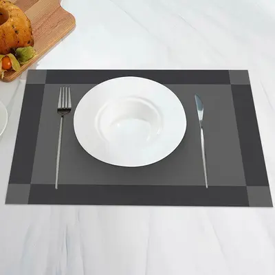 Black And Grey Rectangle Square Set Of 4 Placemats - Aperturee