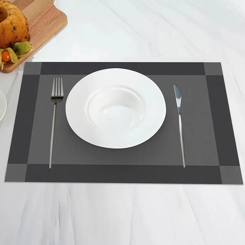 Black And Grey Rectangle Square Set Of 4 Placemats - Aperturee