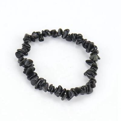 Natural Obsidian Chips Beaded Stretch Bracelet for Women