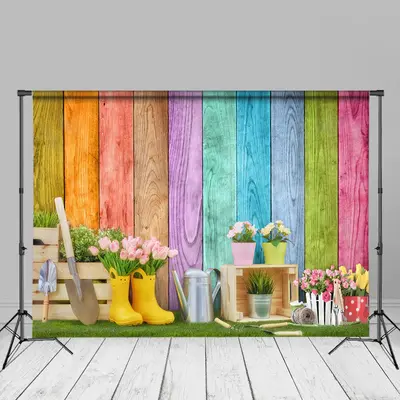 Colorful Wood Floral Garden Shoval Photography Backdrop - Aperturee