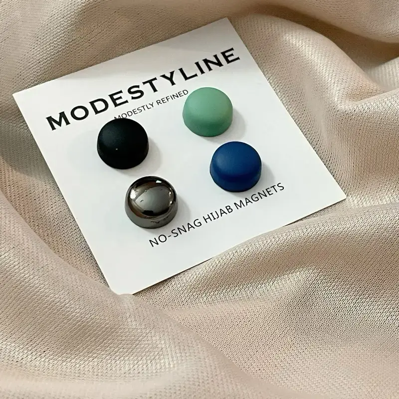 Modestyline No-Snag Hijab Magnets - Super Strong, No-Hole Design, Available in Various Practical Colors, 4 Pairs