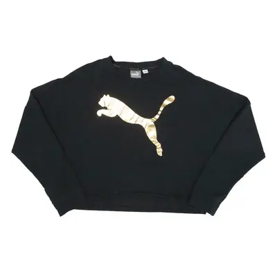 PUMA Cropped Sweatshirt Black Womens UK 12