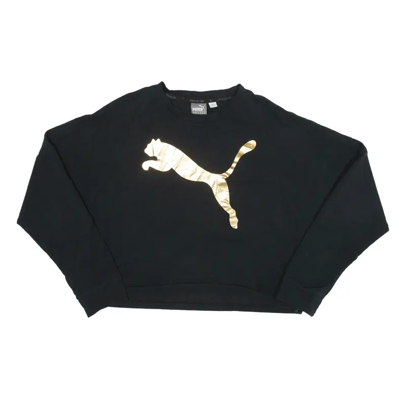 PUMA Cropped Sweatshirt Black Womens UK 12