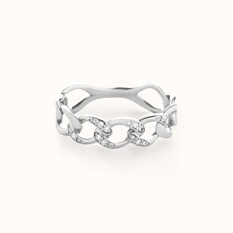 Pavé Chain Ring | White Gold
