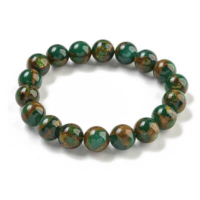 Round Synthetic Gold Clinquant Stone Stretch Bracekets
