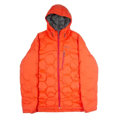 COLUMBIA Mens Puffer Coat Orange Nylon Hooded 2XL