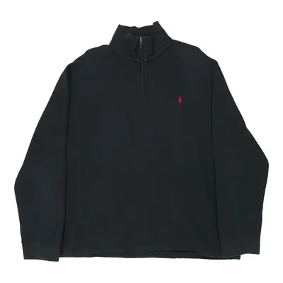 Ralph Lauren 1/4 Zip - 2XL Black Cotton
