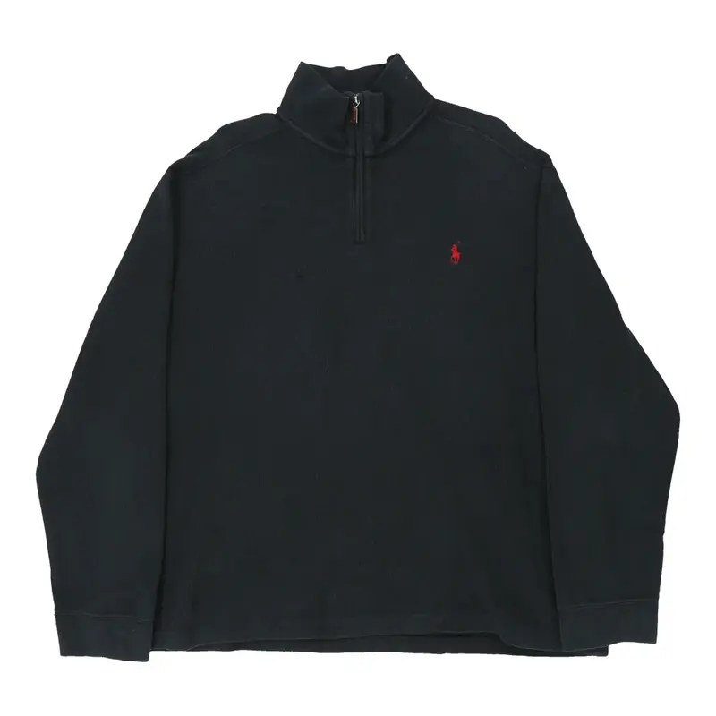 Ralph Lauren 1/4 Zip - 2XL Black Cotton