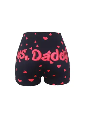 Women's Letter & Heart Print High Waist Shorts, Casual Comfy Breathable Skinny Shorts for Yoga Gym Workout, Ladies Bottoms fo...