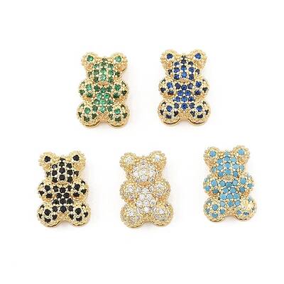 Brass Micro Pave Cubic Zirconia Slide Charms