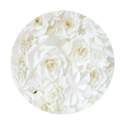 Aperturee White Flower Round Happy Birthday Backdrop For Party | Custom Circle Backdrop Birthday | Round Backdrop Cover Diy |...