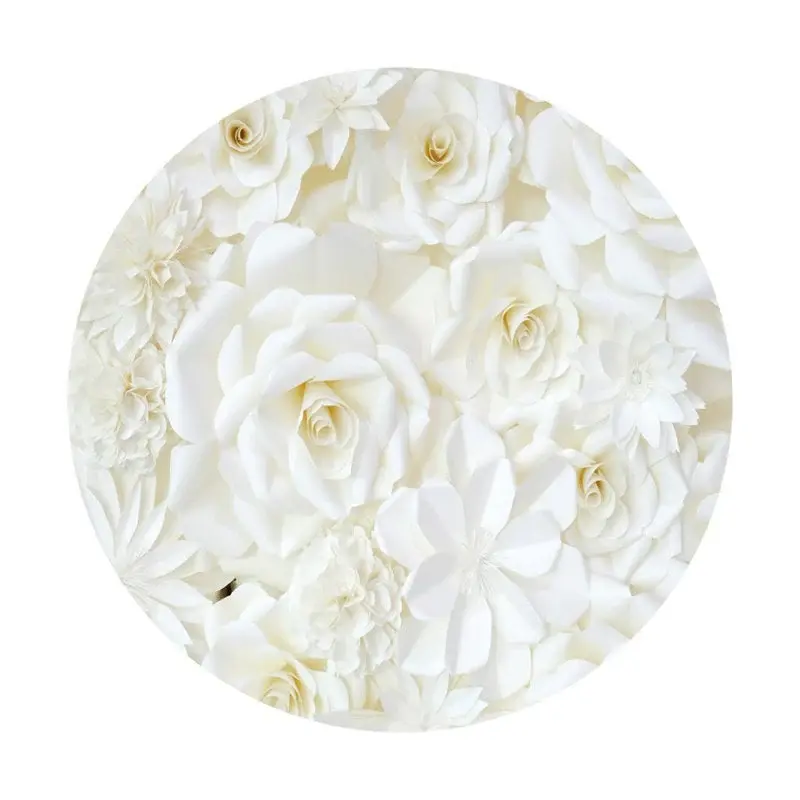 Aperturee White Flower Round Happy Birthday Backdrop For Party | Custom Circle Backdrop Birthday | Round Backdrop Cover Diy |...