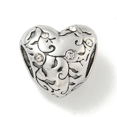 304 Stainless Steel Rhinestone European Beads