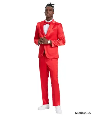 Gray    Tazio Men's Sharkskin Gray Skinny Fit 3-Piece Suit