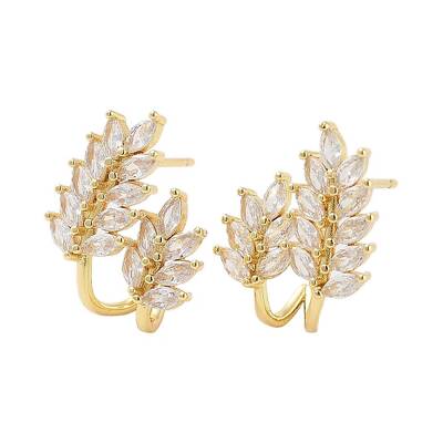 Rack Plating Leaf Brass Stud Earrings