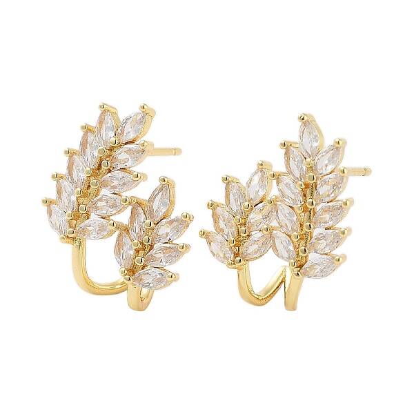 Rack Plating Leaf Brass Stud Earrings